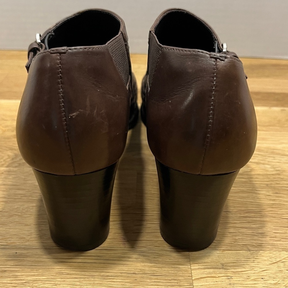 Brighton “Turner” Dark Brown & Black Woven Leather Ankle Booties Women’s Sz 8.5M - Picture 4 of 16